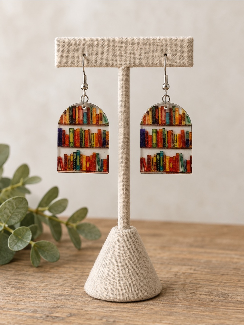 Colorful Bookshelf Arch Earrings - Multicolor